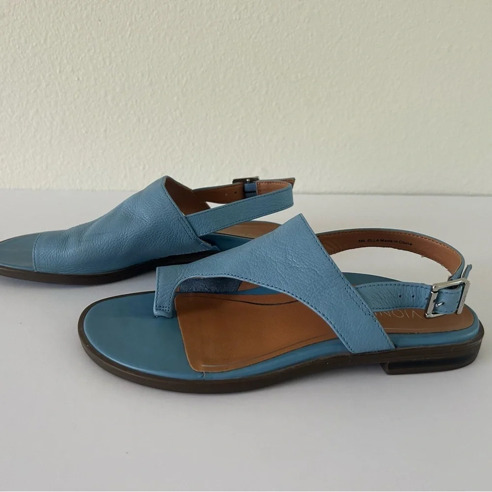 Vionic Ella Thong Sandal Shoe Leather Slingback Arch Support Ice Blue Size 5 - Picture 11 of 14